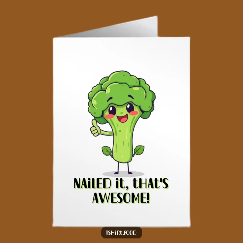 Free Printable Congrats Card: Broccoli Thumbs Up, Funny Achievement Download