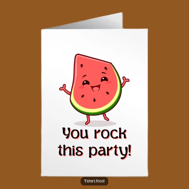 Free Printable Congrats Card: Dancing Watermelon, Silly Grin, Funny Downloadable Celebration