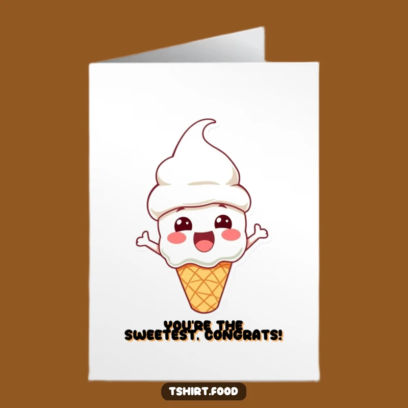 Free Printable Congrats Card: Excited Ice Cream, Cone Hat Celebration, Funny Downloadable Gift