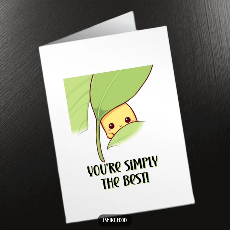 Funny Free Printable Congratulations Card featuring a shy banana peeking from behind a leaf, celebrating a success with quiet charm.
