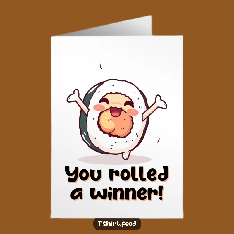 Free Printable Congrats Card: Sushi's Cartwheel Victory, Energetic Downloadable for Celebrating Success