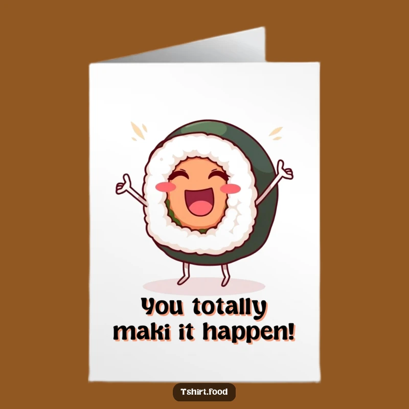 Free Printable Congrats Card: Sushi Victory Dance for a Winning Downloadable Gift