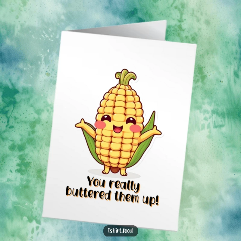 Funny Free Printable Congratulations Card showing a joyous corn cob character with arms wide open for a celebratory embrace.