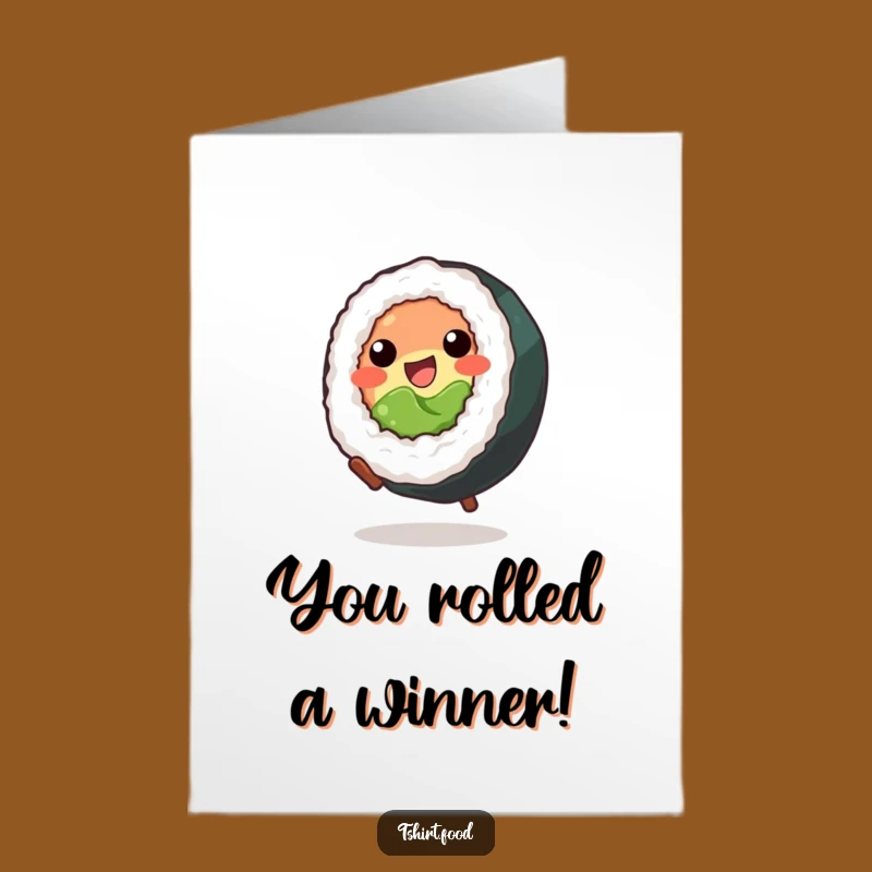 Free Printable Sushi Congrats Card: Cartwheeling Roll Downloadable Gift