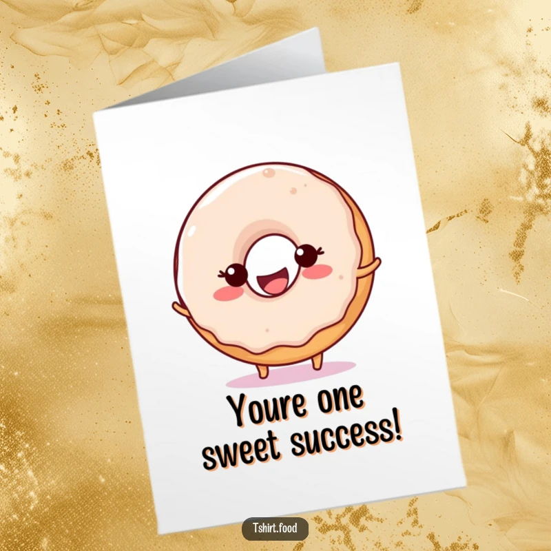 Free Printable Congratulations Card: Happy donut character with a big smile enthusiastically bouncing a small ball in celebration.