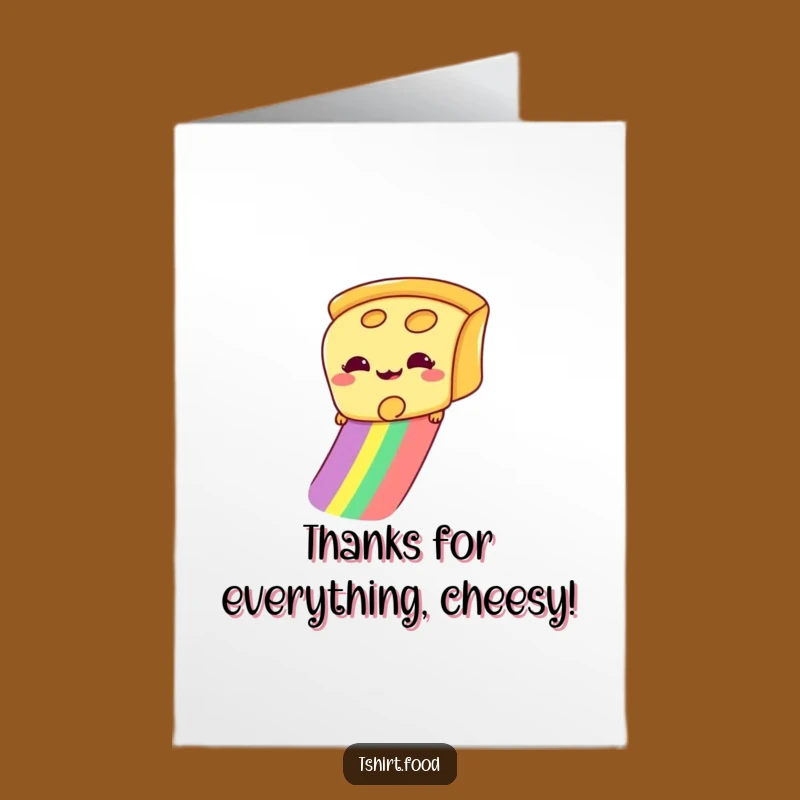 Free Printable Thank You Card: Giddy Cheese on Rainbow, Funny Downloadable Gratitude