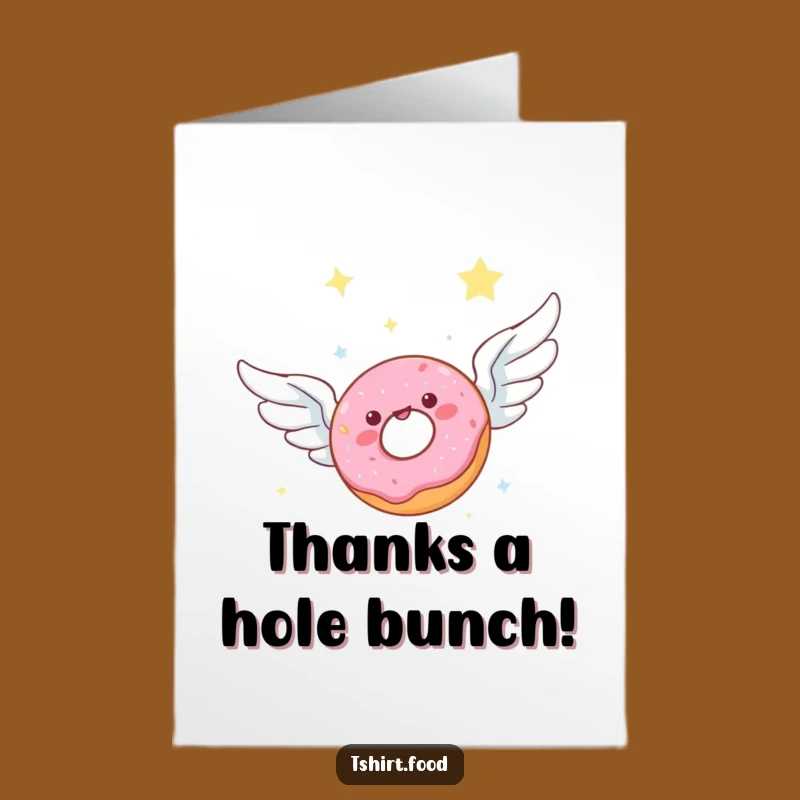 Free Printable Thank You Card: Grateful Flying Doughnut - Downloadable Sweet Appreciation Gift