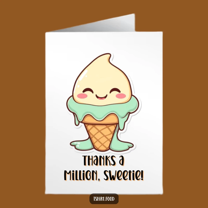 Free Printable Thank You Card: Ice Cream's Smile, Funny Gratitude Download