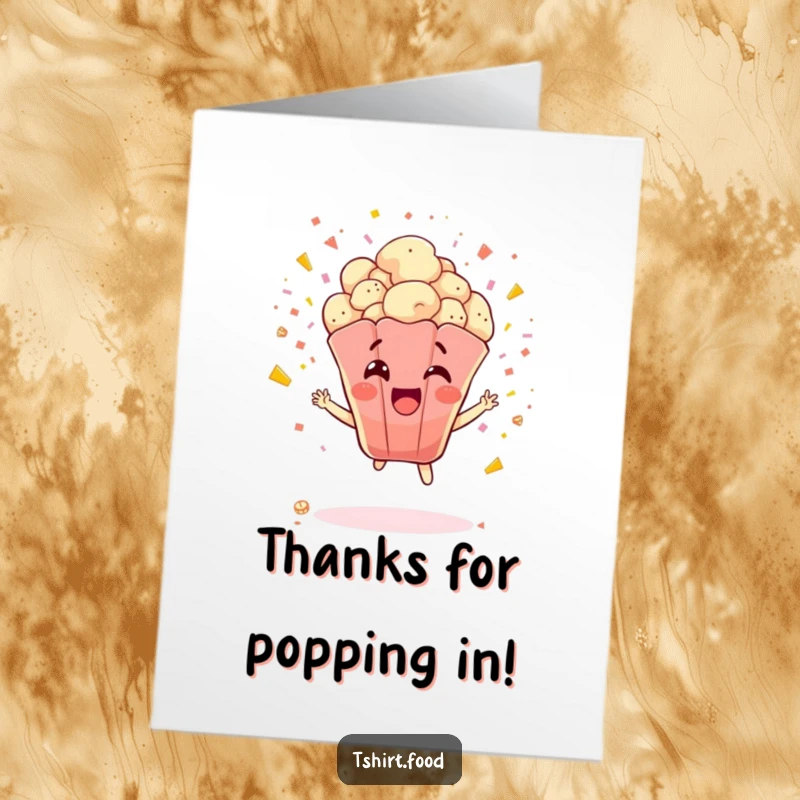 Funny Free Printable Thank You Card: A delighted popcorn kernel explodes with confetti to express thanks.
