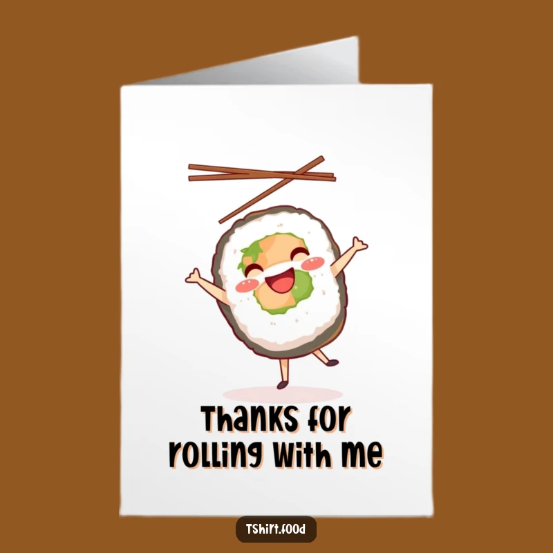 Free Printable Thank You Card: Sushi Cartwheel Gratitude, Downloadable Fun Appreciation