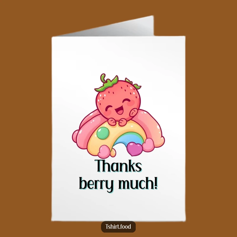 Free Printable Thank You Strawberry Card: Candy Rainbow DIY Downloadable Gift