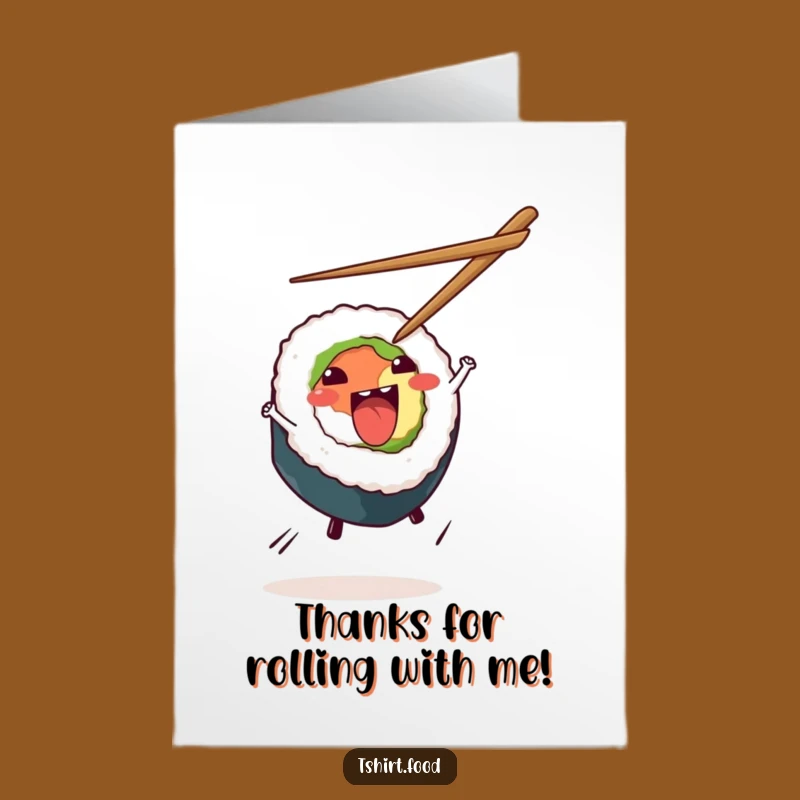 Free Printable Thank You Sushi Card: Energetic Roll DIY Downloadable Gift