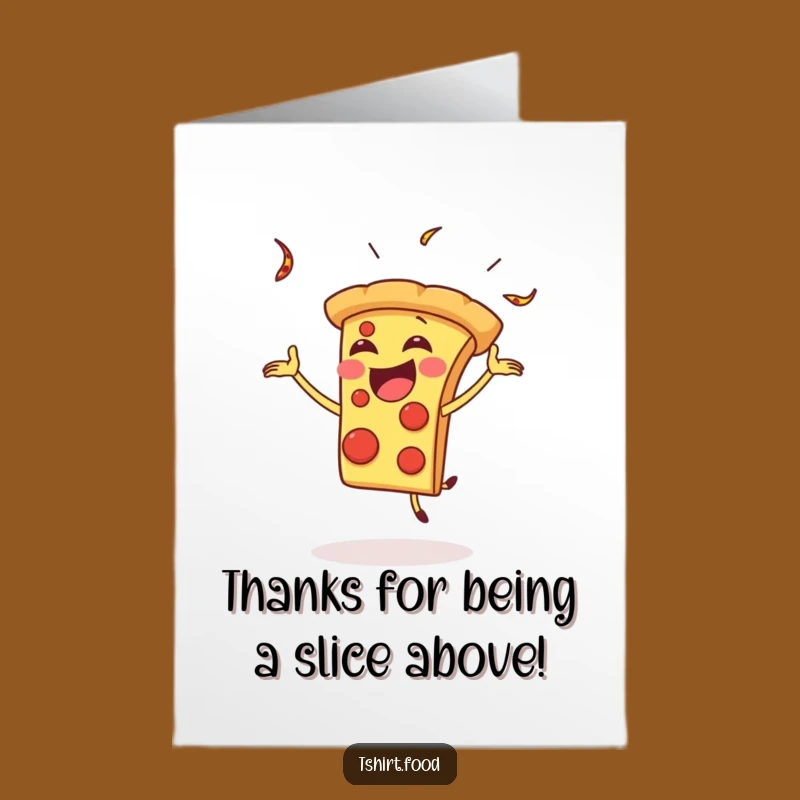 Free Printable Thank You Card: Juggling Pizza Slice for a Fun Downloadable Gift