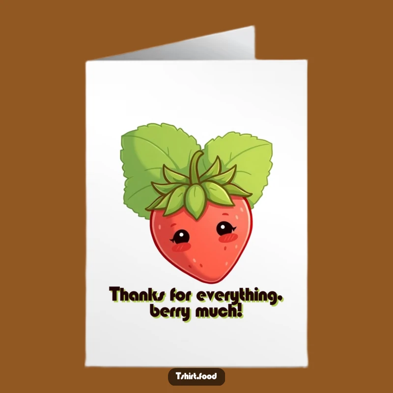 Free Printable Shy Strawberry Thank You Card - Peekaboo Fruit Downloadable Appreciation Gift