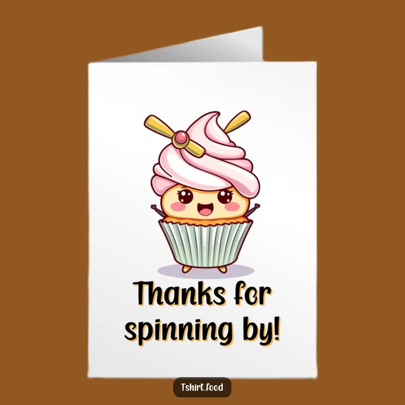 Free Printable Thank You Card: Humorous Cupcake Propeller Hat, Grateful Downloadable Art