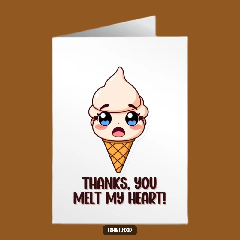 Free Printable Thank You Card: Surprised Ice Cream, Funny Downloadable Gratitude