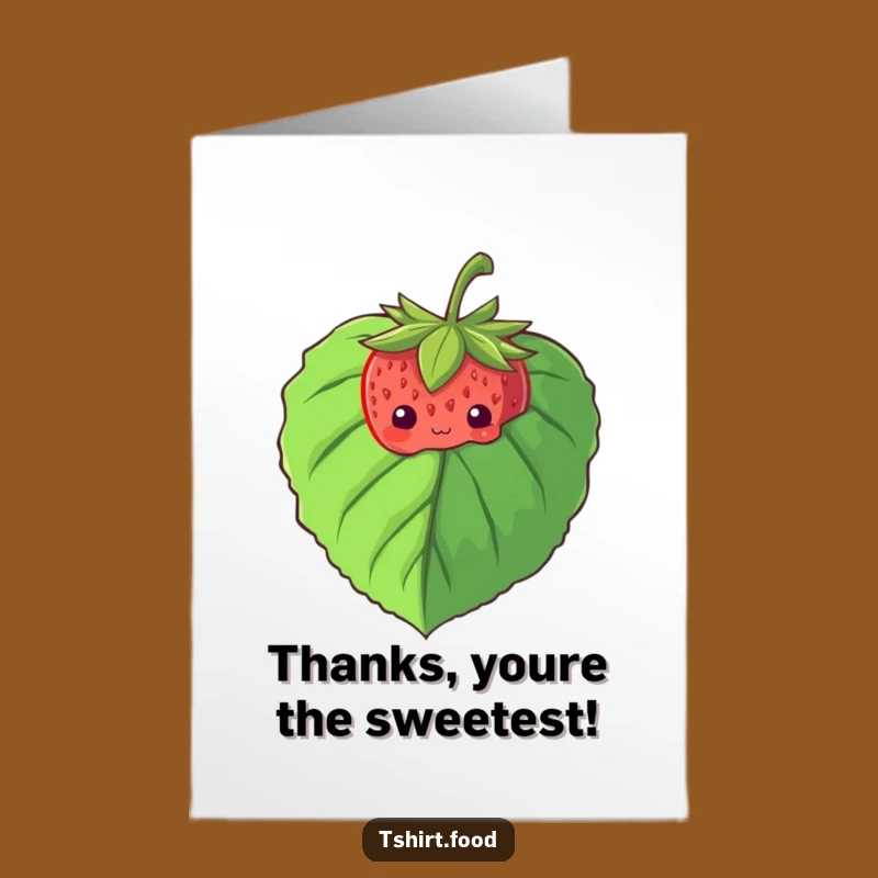 Free Printable Thank You Card: Shy Strawberry, Cute Peek, Funny Downloadable Gratitude