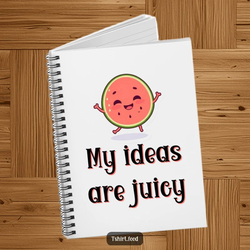 Funny dancing watermelon notebook, silly grin, perfect for jotting down ideas with fruity humor. Ideal funny gift.
