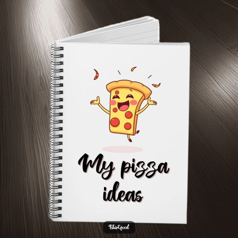Funny Notebook: A gleeful pizza slice juggles playfully, ready to record your brilliant ideas.
