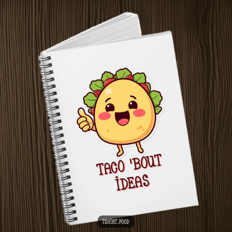 Funny Notebook: A cheering taco with little arms gives a thumbs up, ready to record your brilliant ideas.