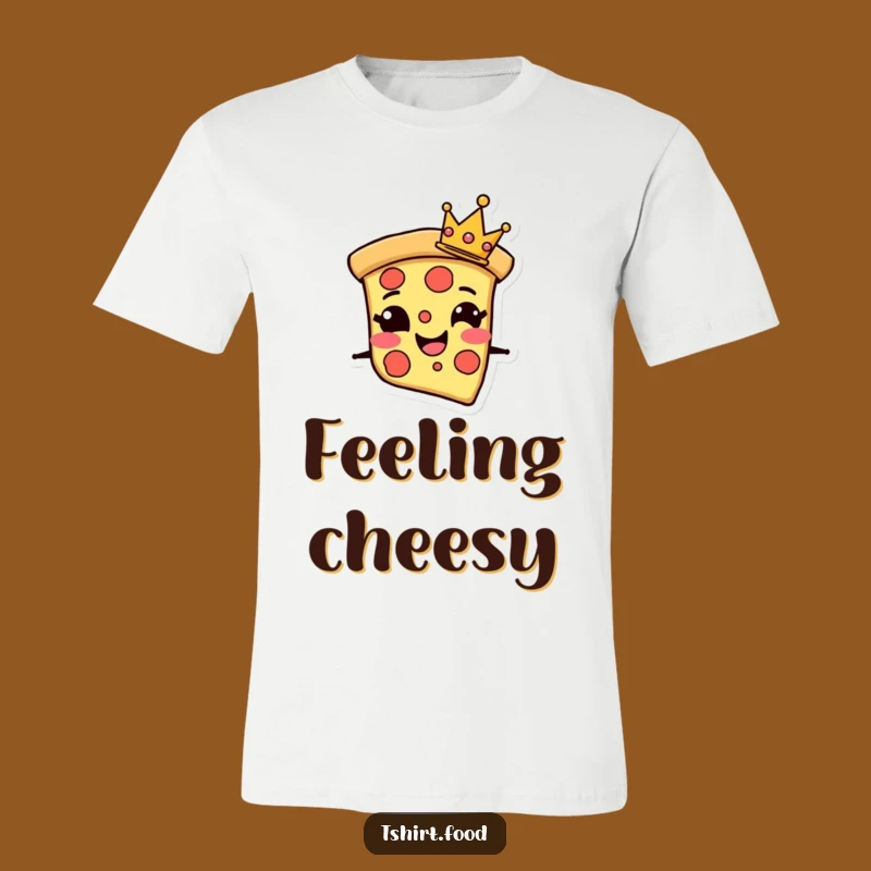 Funny Pizza Crown T-Shirt: Grinning Slice Tee - Cheesy & Comfy!