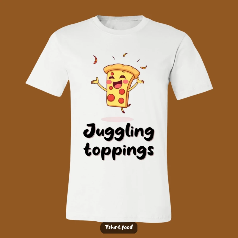 Funny Pizza Juggling T-Shirt: Gleeful Slice, Hilarious Tee for Foodie Fun