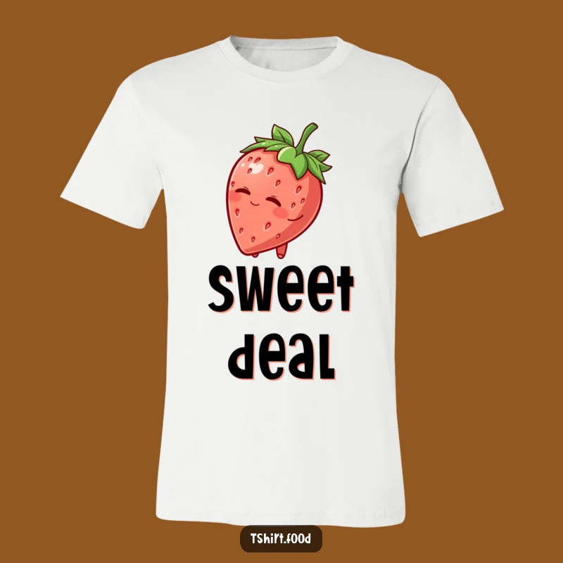 Funny Strawberry Hat Wink T-Shirt: Charming Fruit Character, Hilarious Apparel