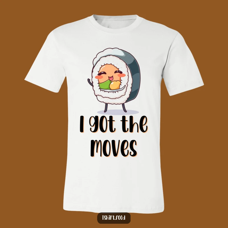 Funny Winking Sushi Roll Tee - Hilarious Dancing Food T-Shirt for Party Goers