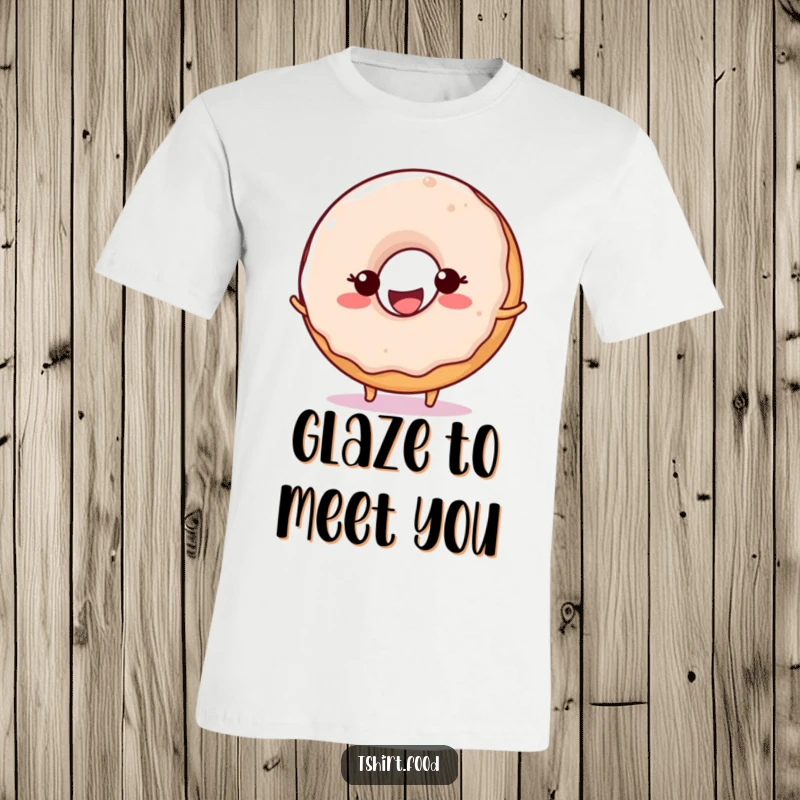 Funny Donut Ball Bounce T-Shirt showing a happy donut with a wide smile actively bouncing a colorful ball, great for casual wear.