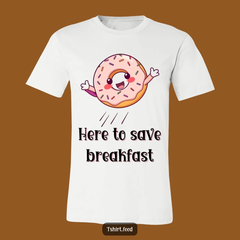 Funny Donut Superhero Landing T-Shirt: Wearable Power and Sweetness