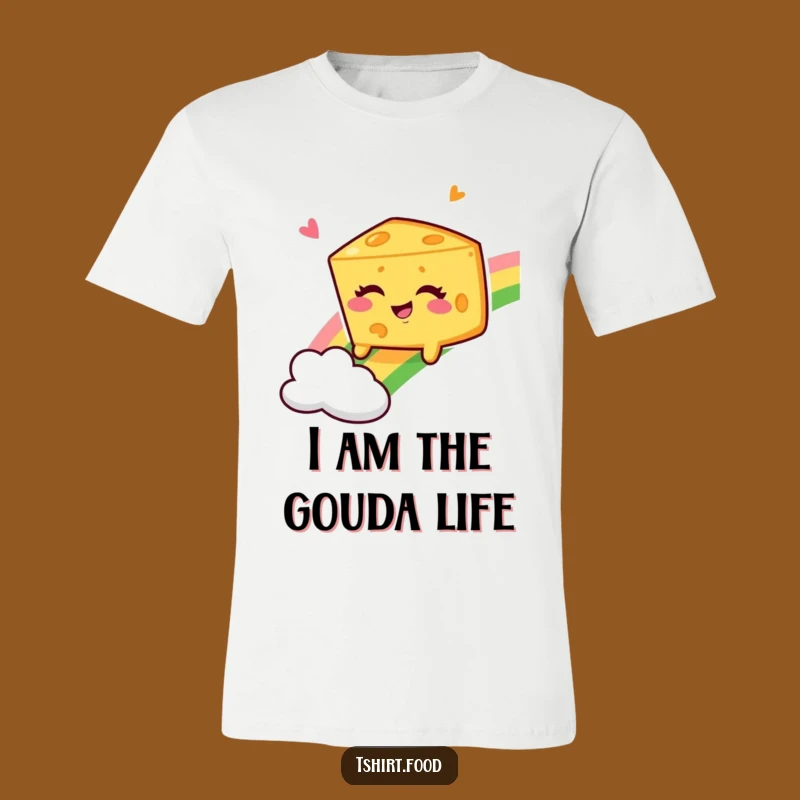 Funny Winking Cheese Wedge Rainbow T-Shirt, Hilarious Tee for Daily Giggles and Fun