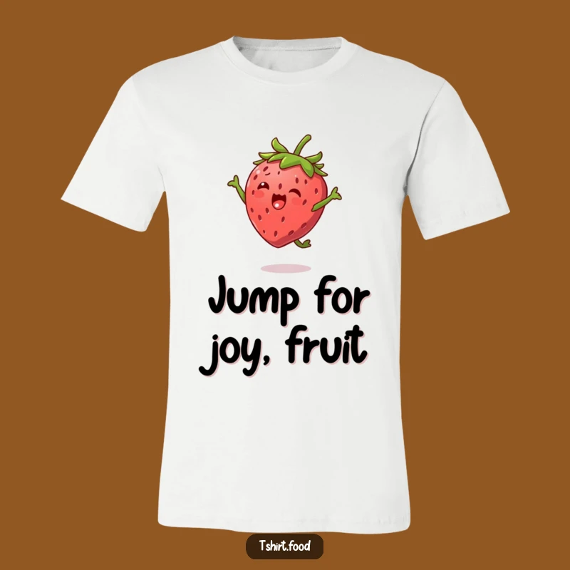 Funny Strawberry Jump T-Shirt: Wear Your Joy with This Energetic Character