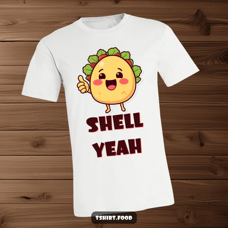 Funny T-Shirt: A happy taco with small arms proudly gives a thumbs up, embodying festive Mexican food spirit.