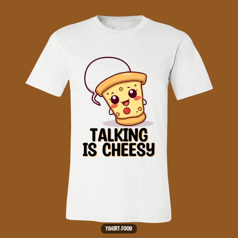 Funny Cheesy Pizza Slice Tee - Hilarious Speech Bubble T-Shirt for Foodies
