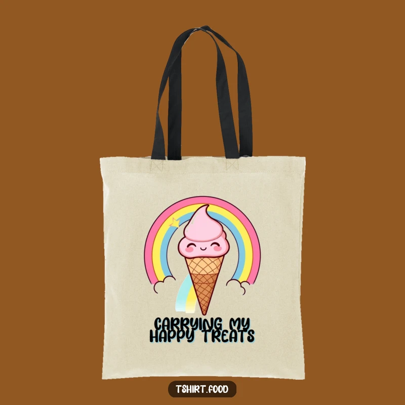 Funny Ice Cream Rainbow Tote Bag: Winking Cone Carry-All - Hilarious Sweet Style!
