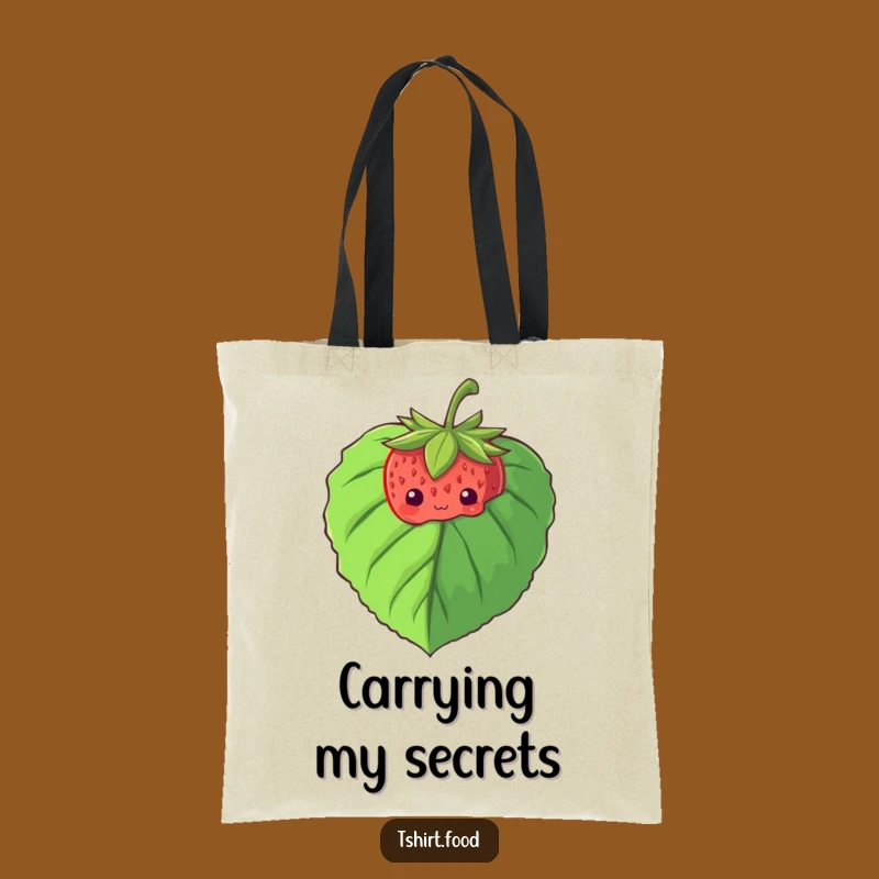 Funny Shy Strawberry Tote Bag: Carry Your Essentials, Adorable Peek-a-Boo Gift!