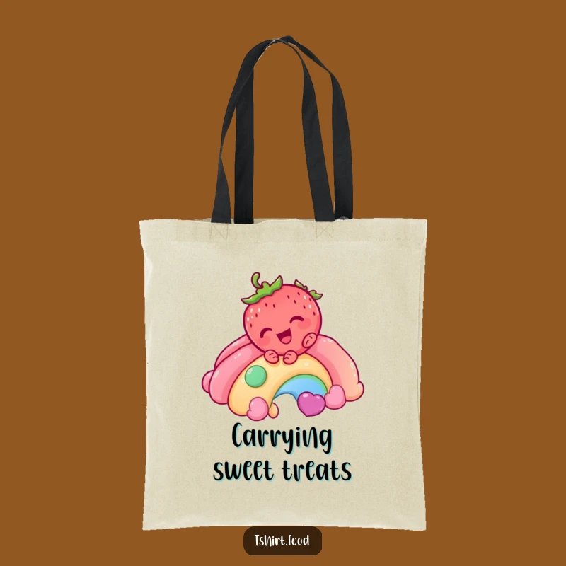Funny Strawberry Rainbow Tote Bag - Carry Your Day with Sweet Style