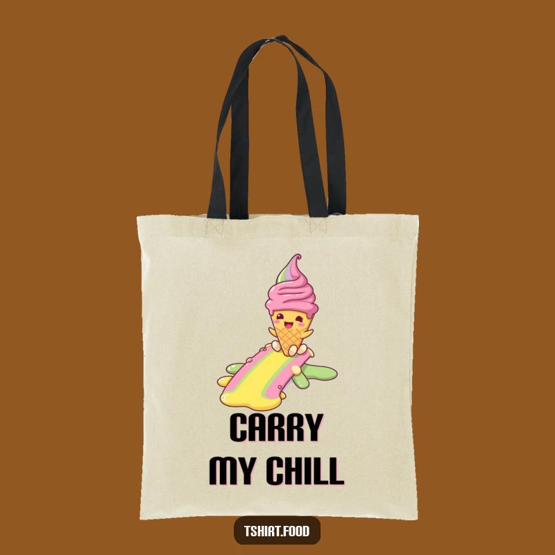 Funny Melting Ice Cream Tote Bag - Reusable Rainbow Adventure Bag