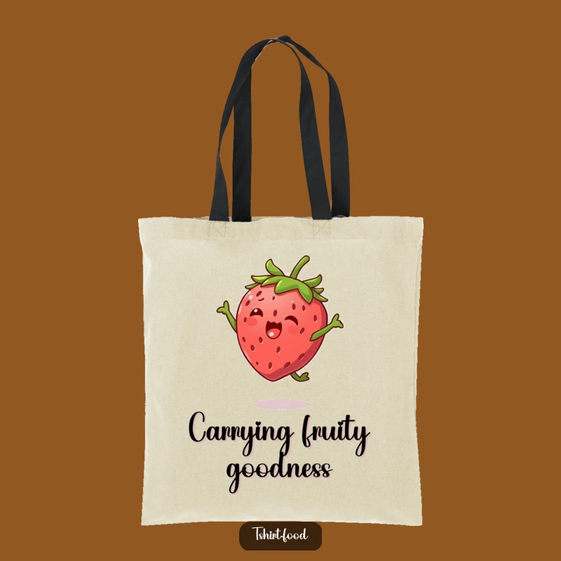 Funny Strawberry Jump Tote Bag: Carry Your Happiness with This Fruity Character