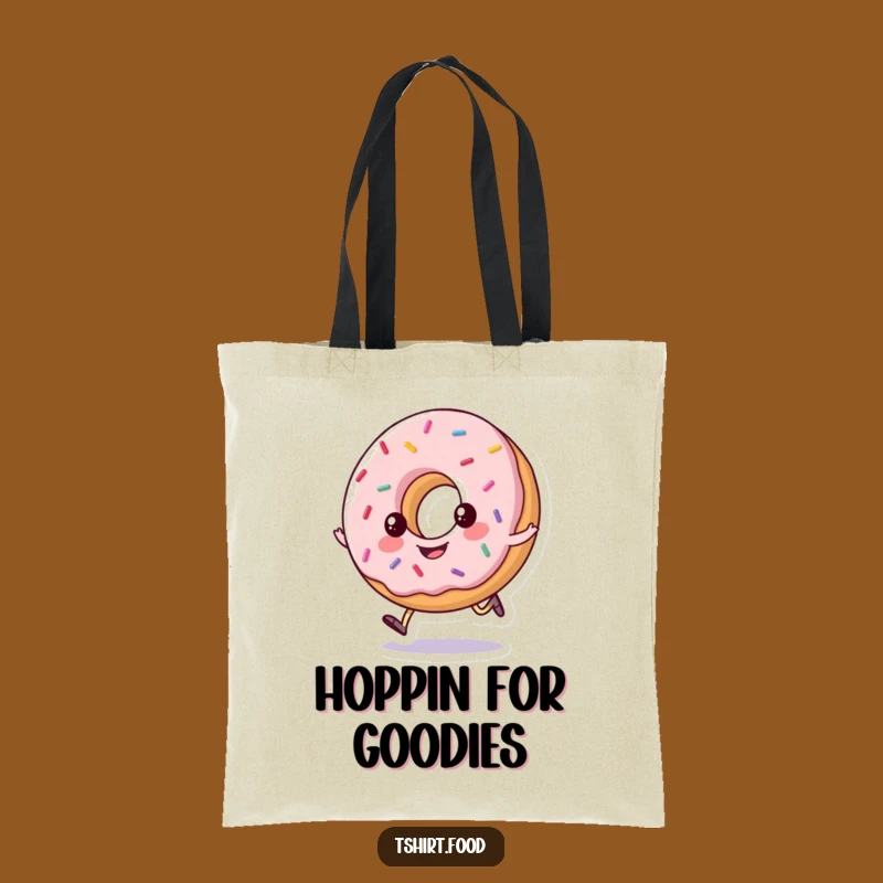 Funny Happy Donut Hop Tote Bag - Spacious Sprinkled Carry-All Gift